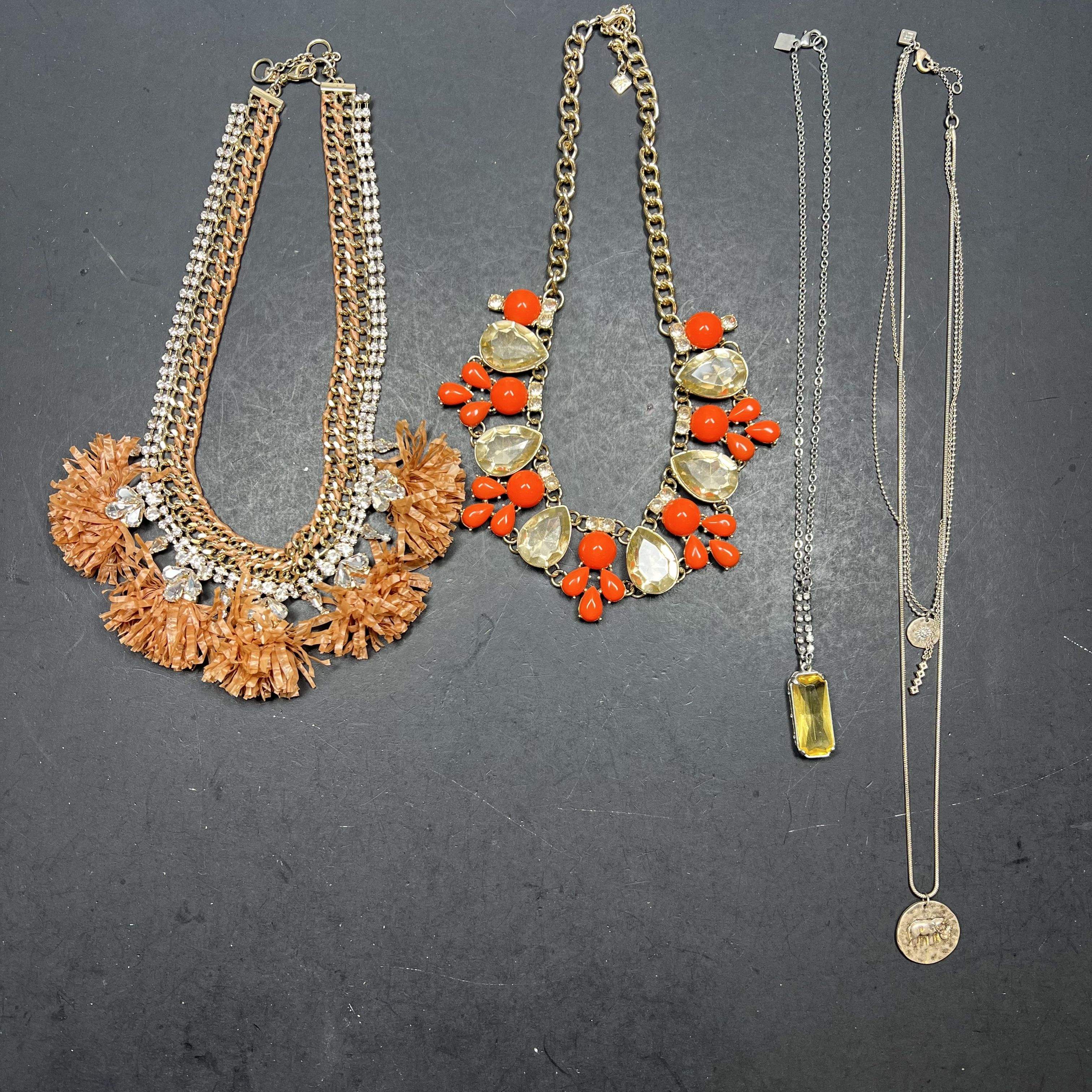 Banana Republic Necklaces Lot of 4 Statement Orange Bling Gold Silver Tone Chain