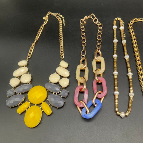Fashion Costume Jewelry Lot 0.64 lbs Statement Necklaces Chokers 7 Pieces