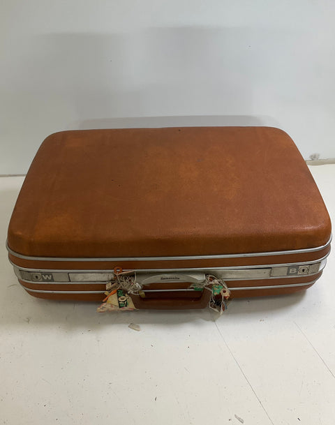 Vintage 60s Samsonite Brown Silhouette Hardcase Suitcase Luggage Set Lot of 2