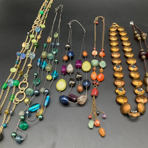 Statement Fashion Beaded Necklace Jewelry Lot of 9 Colorful Multi-Strand Boho