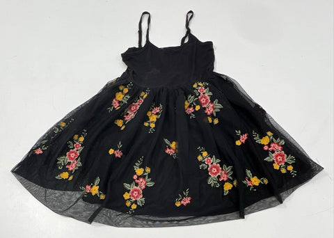 Women's Dress Lot Madewell Blue Patchwork Gingham & Black Floral Mesh Sz XS S