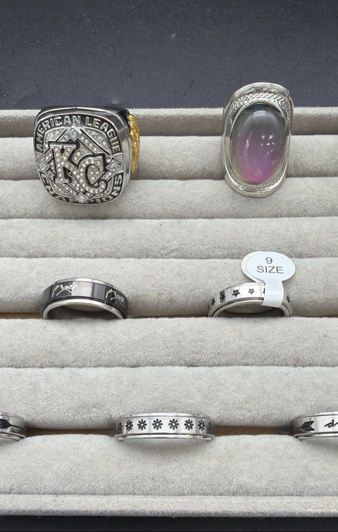 Men's Fashion Rings Lot of 10 Replica Championship Skull Spinner Bands