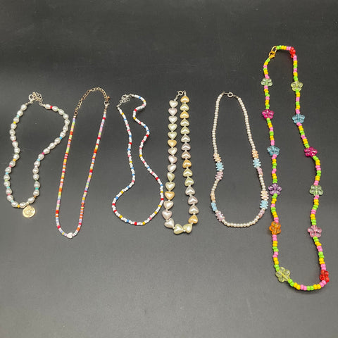 Vintage Modern Kidcore Beaded Necklace Jewelry Lot of 6 Bear Heart Flower