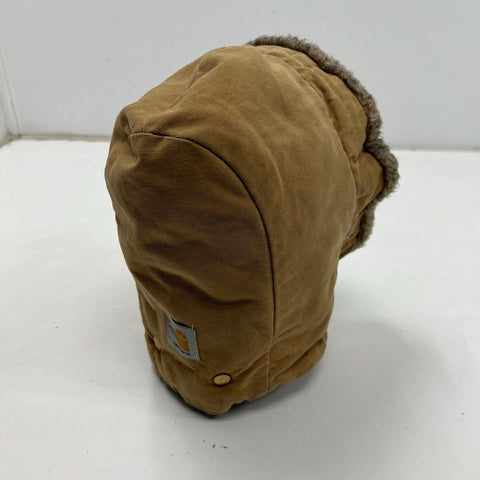 Vintage Carhartt 968QH Brown Duck Canvas Quilted Faux Fur Snap Hood Made USA