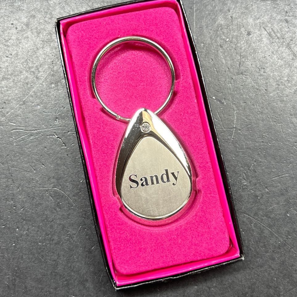 Mulberry Studios Name Sandy Silver Tone Keychain NIB