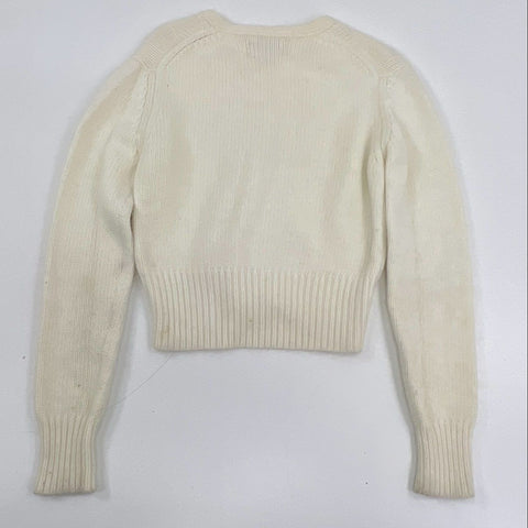 Vintage Y2K American Eagle Women's Cream Angora Lambswool Cardigan Sweater Sz M