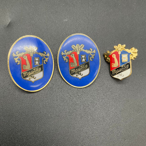 Lapel Pin Lot Maytag Enamel Metal Corporate Advertising 3 Pieces Vintage