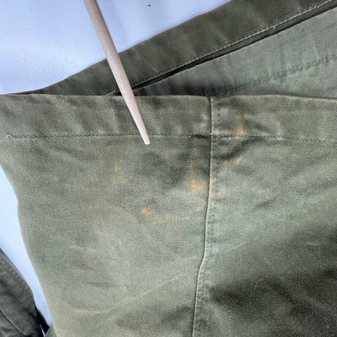 Vintage Military Issue OD Green Trench Coat Men's Sateen Wool Lined Large Long