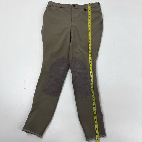 Ovation Equestrian Knee Patch Riding Jodhpurs Breeches Taupe Tan Sz 32/L