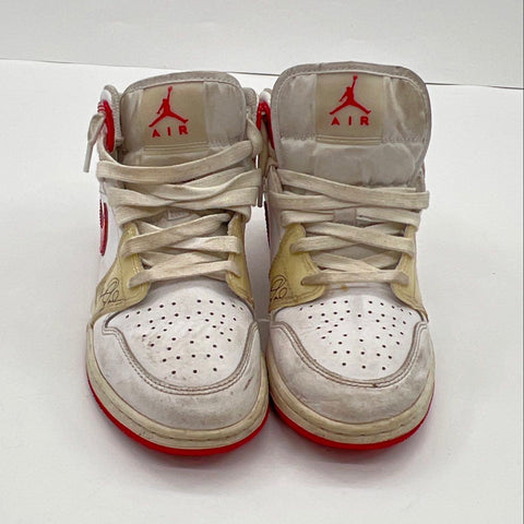 Nike Air Jordan 1 Mid GS Stat Sheet White Red Kids Shoes Size 4.5Y