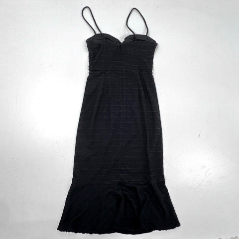 Hutch Women's Black Textured Striped Bustier Mermaid Hem Midi Dress Sz 0