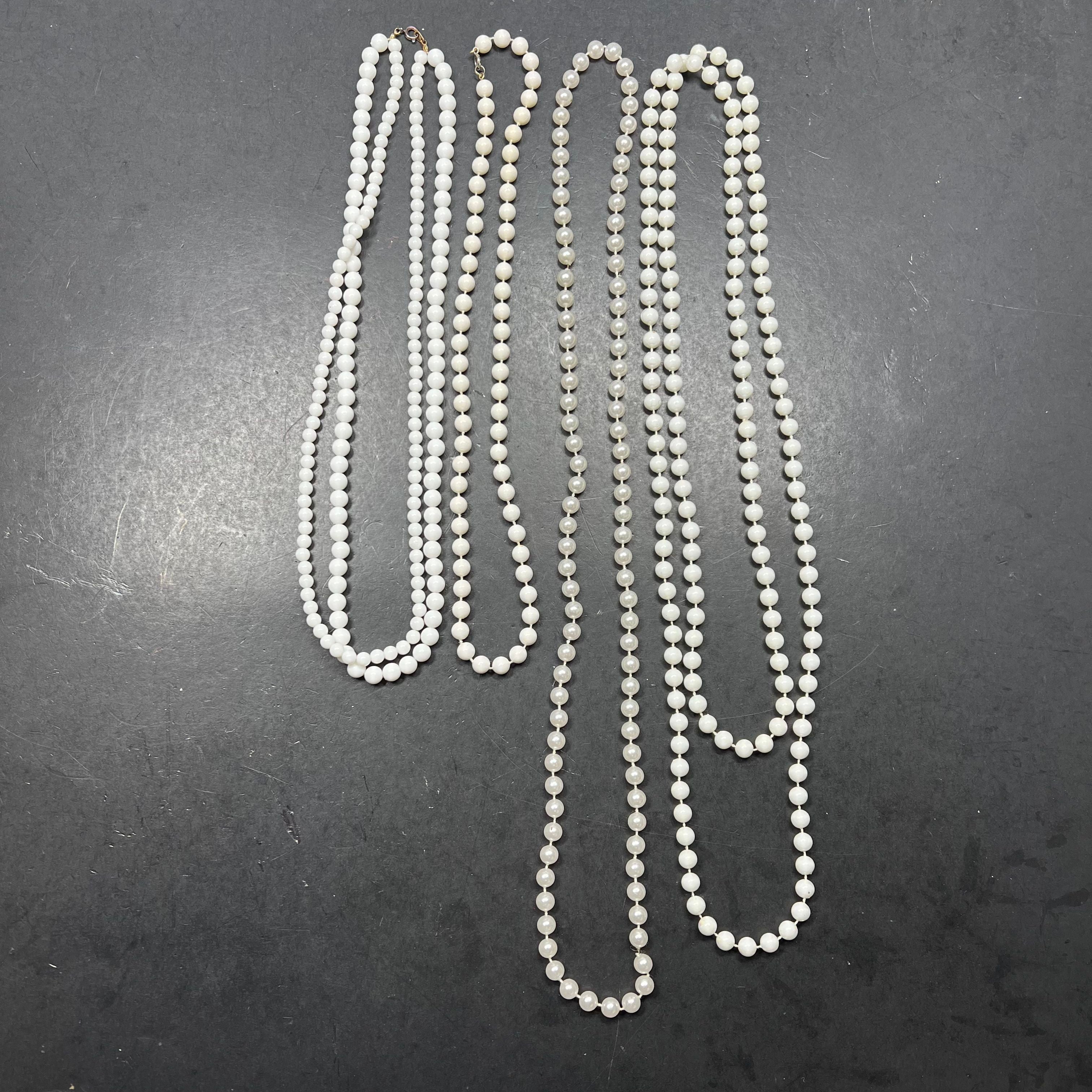 White Beaded Strand Necklaces