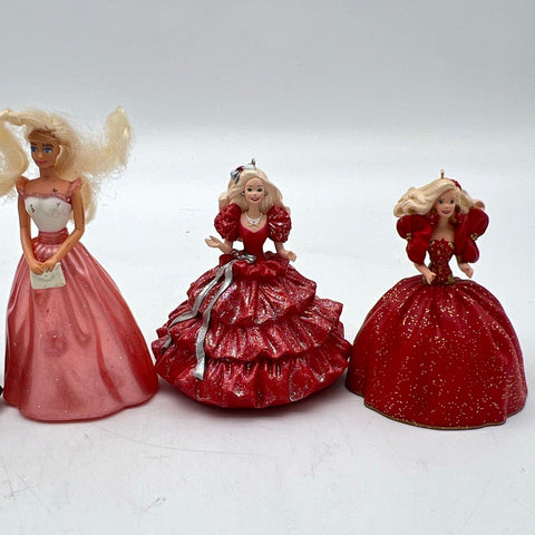 Vintage Barbie Christmas Ornament Lot Holiday Gowns Graduation 6 Pieces