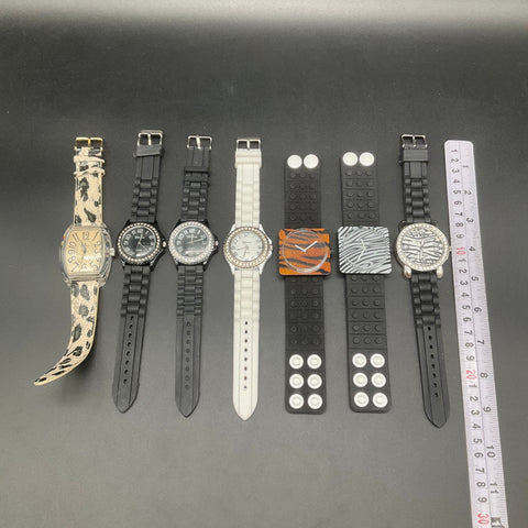 Geneva Platinum Fashion Wrist Watch Lot of 7 Animal Print Rhinestone Silicone