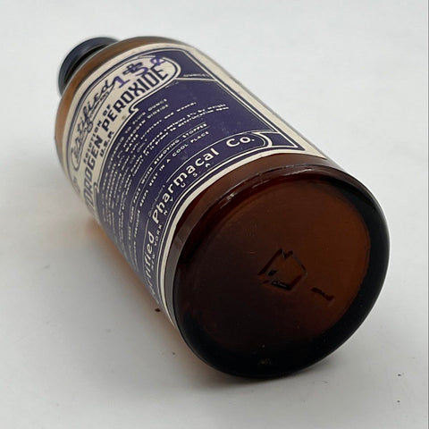 Vintage Certified Pharmacal Co Hydrogen Peroxide Amber Glass Bottle 4oz Empty