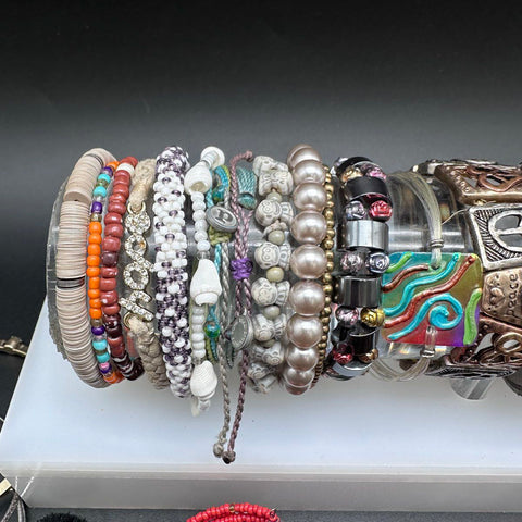 Eclectic Fashion Jewelry Bracelet Lot 35pc Beaded Bangle Cuff Wrap Styles
