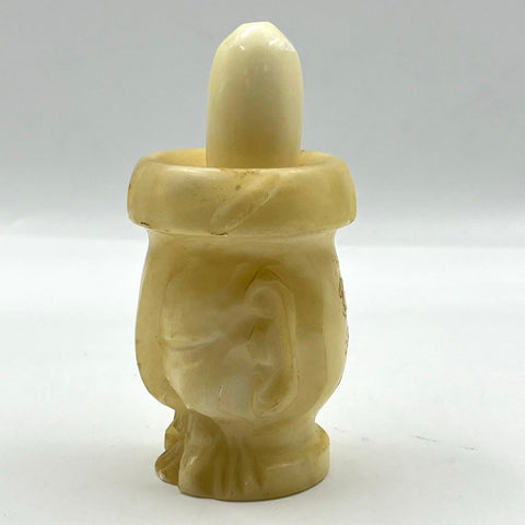 Vintage Hand Carved Stone Figural Mortar and Pestle Bearded Man Face 6"