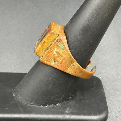 Vintage 1940s Tom Mix Ralston Straight Shooters Brass Look Around Mirror Ring