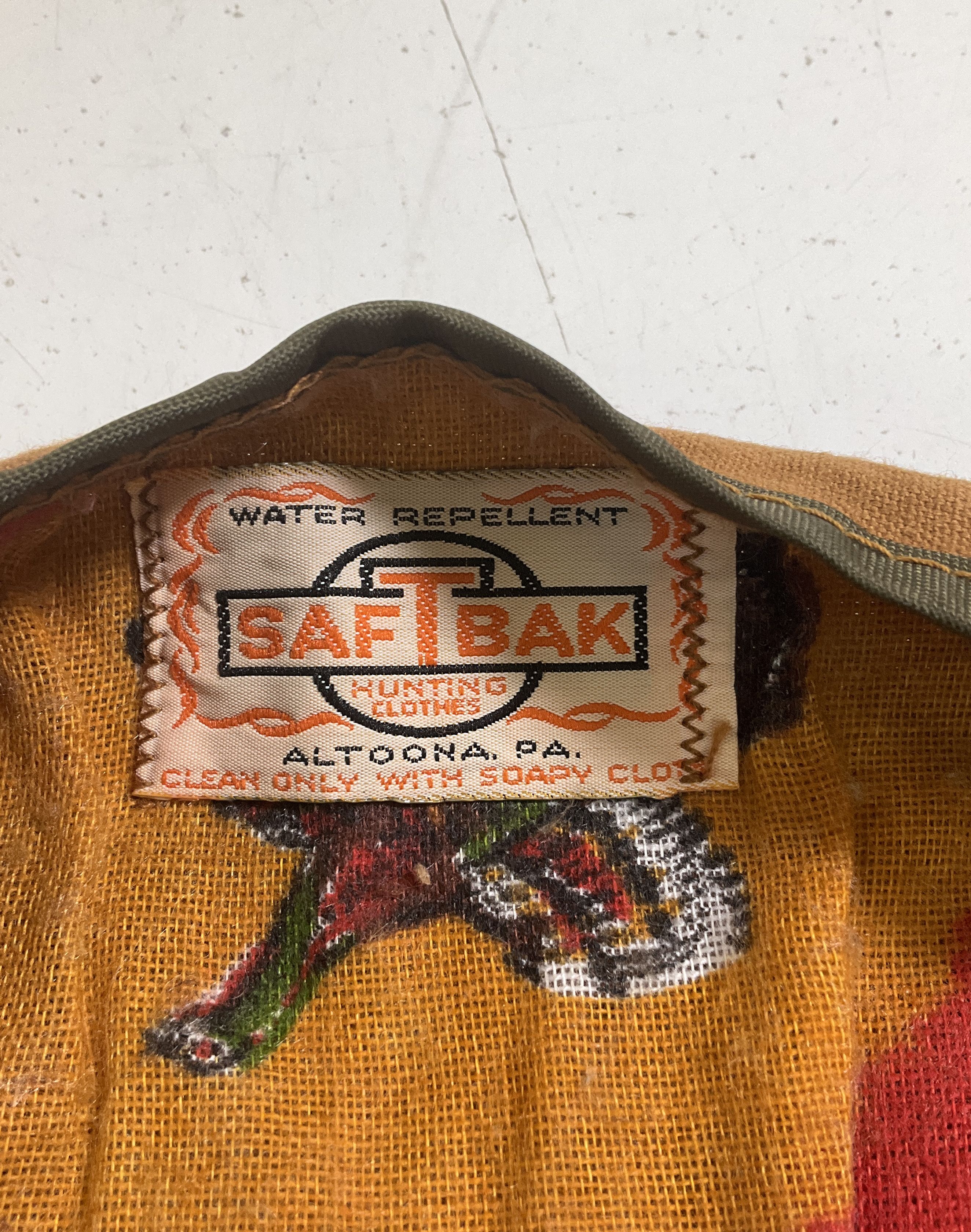 Vintage 70s Saf T Bak Canvas Hunting Game Vest Pheasant Lining USA Made Mens L