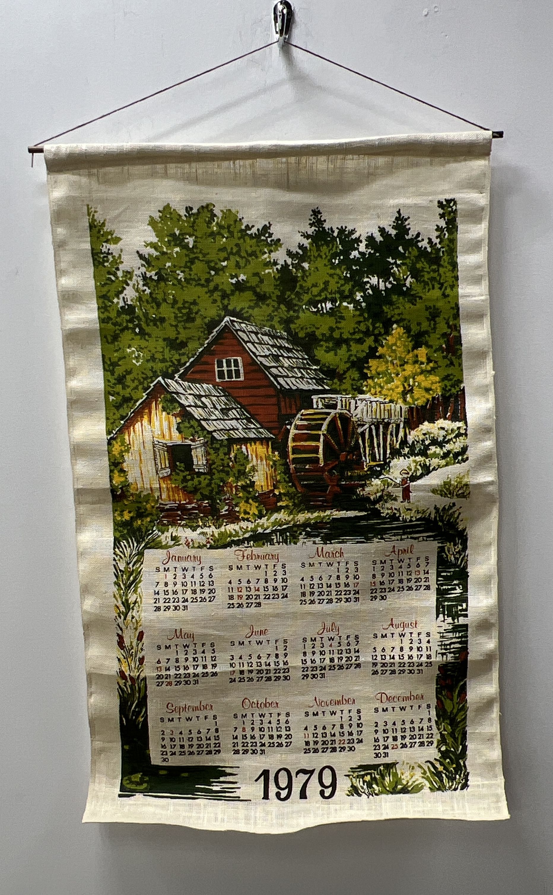 Vintage Kay Dee Linen Wall Calendar 12pc Lot 1970s Handprints New England USA