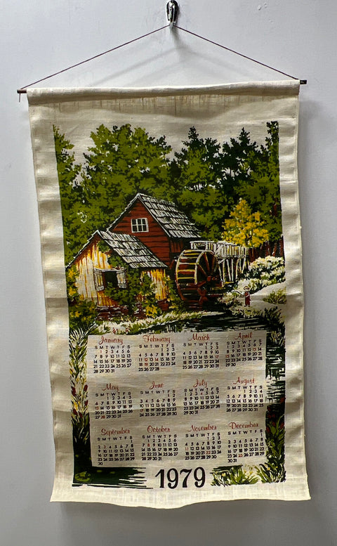Vintage Kay Dee Linen Wall Calendar 12pc Lot 1970s Handprints New England USA