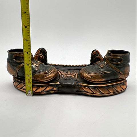 Vintage 1960s Bronze Finished Baby Shoe Display Stand 11-Inch
