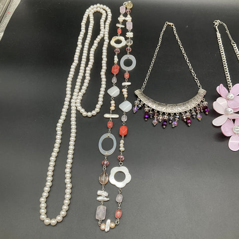 Mixed Costume Jewelry Lot 6 Necklaces Anne Klein Faux Pearl Rhinestone 0.73 lbs