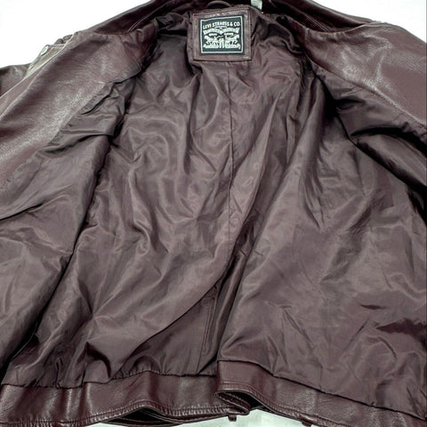 Levi's Women's Burgundy Faux Leather Asymmetric Belted Moto Jacket Sz 3X