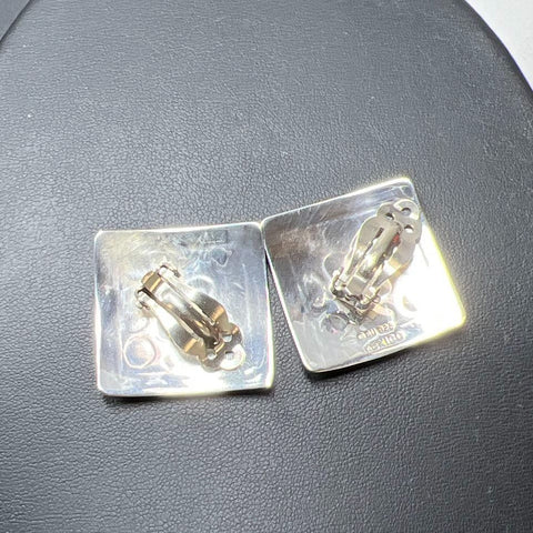 Mexico 925 Stamped Square Clip On Earrings 13.85g