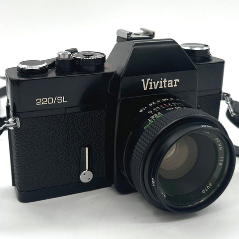 Vintage Vivitar 220/SL 35mm SLR Film Camera Lot With 50mm & 135mm Lenses Bag
