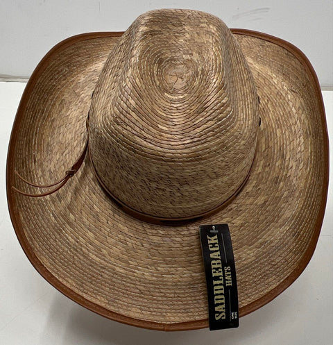Saddleback Hats Men's Natural Palm Leaf Straw Cowboy Western Hat NWT One Size