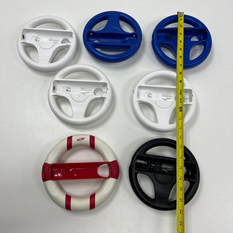 Official Nintendo Wii Wheel Lot of 7 Attachments Mario Kart Nerf Black Blue