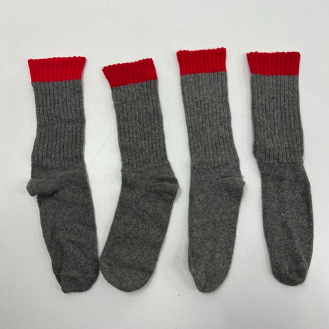 Vintage Unbranded Men's Wool Boot Socks Lot of 2 Pairs Gray Red One Size