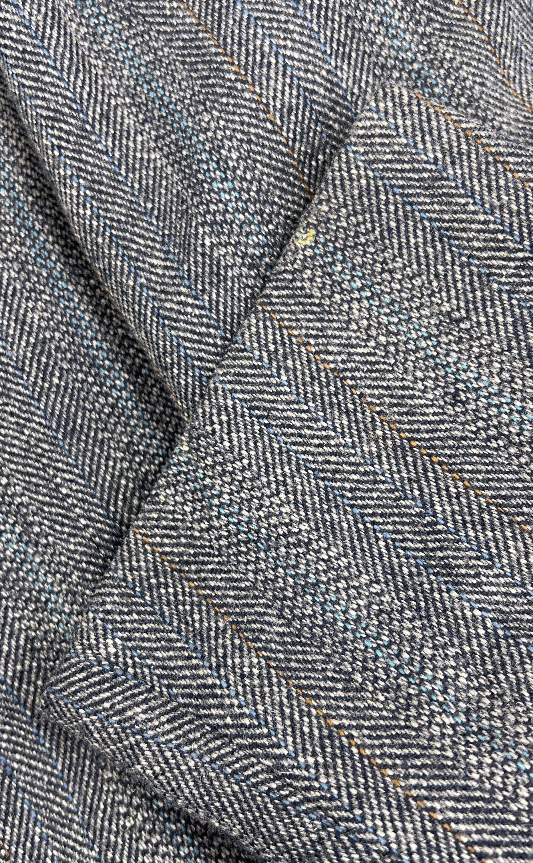 Lot of 2 Vintage 80s Navy & Gray Herringbone Tweed Blazer Sport Coat Men's 54L