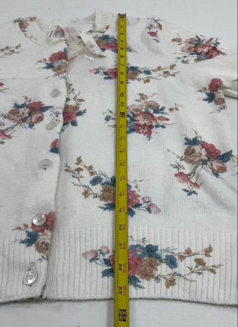 Anthropologie NWT Cream Floral Print Button Front Cardigan Sweater Women's S