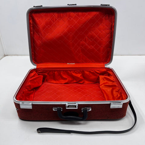 Vintage Skyway Red Tweed Wheeled Nesting Suitcase Luggage Set Lot of 2