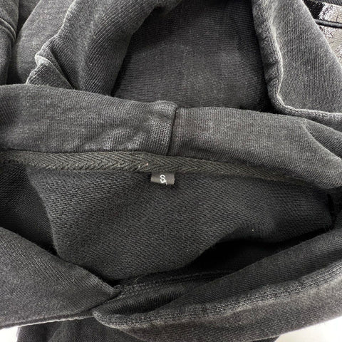 WWH Whole Wheat Honey Men's Black Gothic Heavyweight Boxy Hoodie Thumbholes Sz S