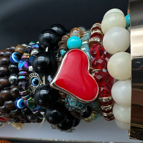 Vintage to Modern Costume Jewelry Lot 40+ Bracelets Bangles Cuffs Beaded Boho