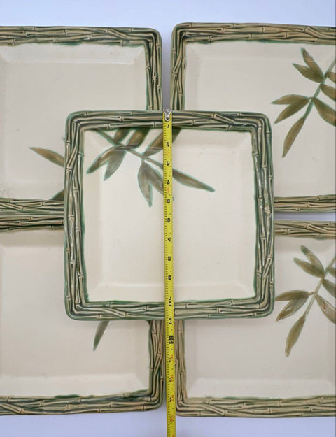 Roscher & Co Bamboo Bay Collection Stoneware Square Plates Set of 5 Vintage