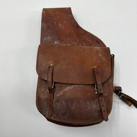 Vintage Brown Leather Double Saddle Bags Equestrian Motorcycle Pannier Bag