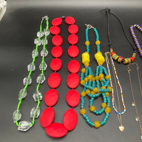 Fashion Costume Jewelry Lot of 10 Beaded Statement Necklaces Various Styles