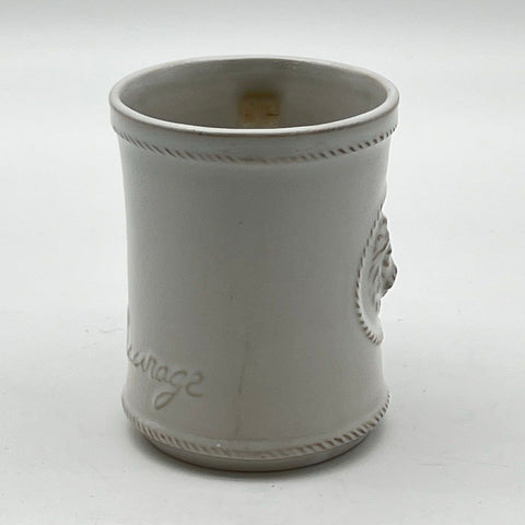 Juliska Lion Medallion Courage Mug White Ceramic Rope Trim Coffee Cup