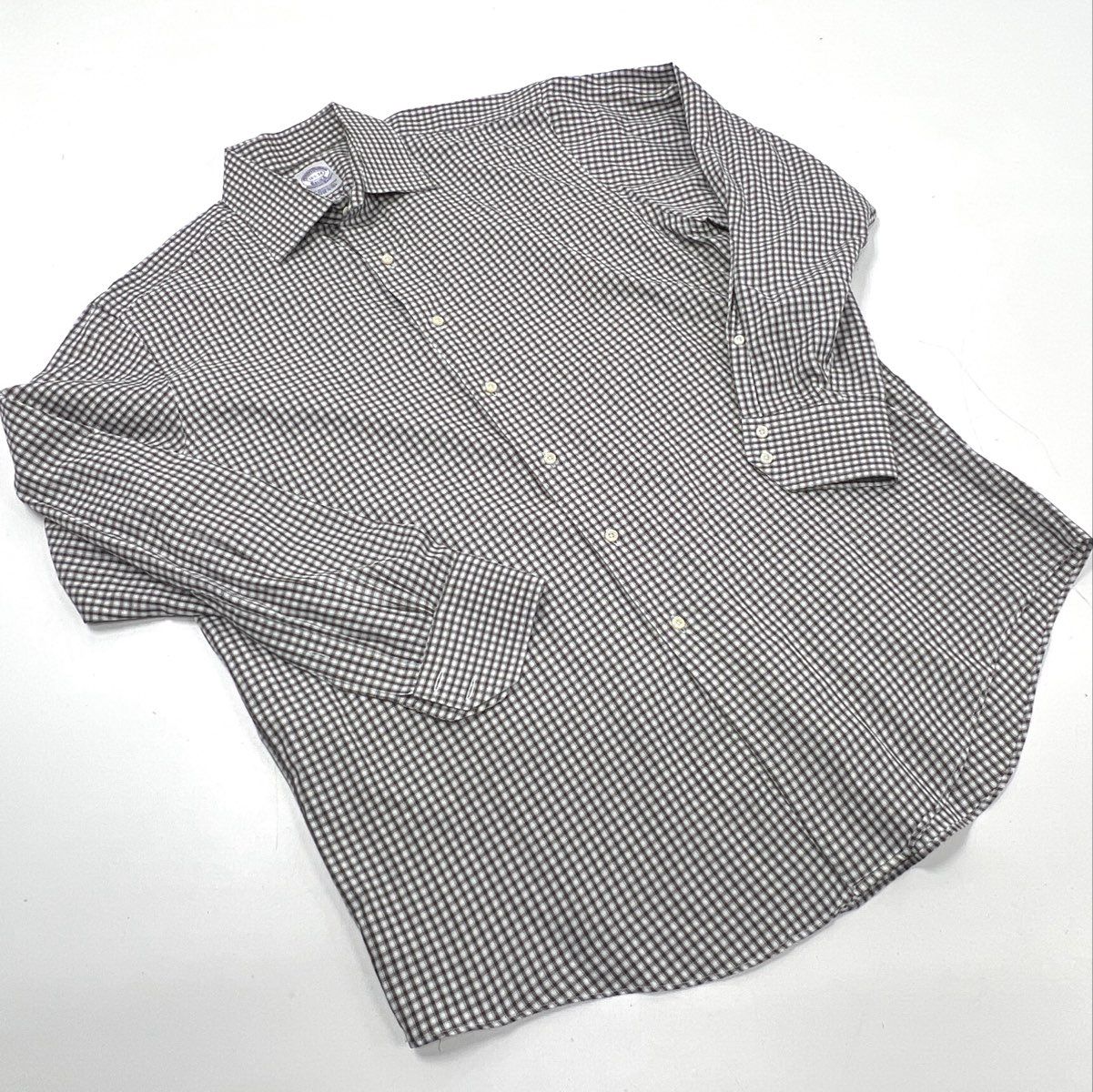 Vintage 90s Brooks Brothers Men's Brown Gingham Egyptian Cotton
