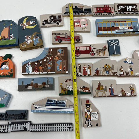 Vintage Lot Cat's Meow Village Wooden Shelf Sitters Nursery Rhyme Nativity