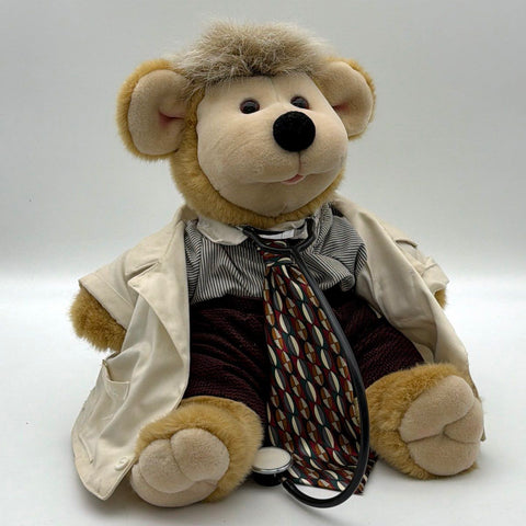 Linda Novick Doctor Bear Plush Toy 16 Inch With Stethoscope Lab Coat Vintage