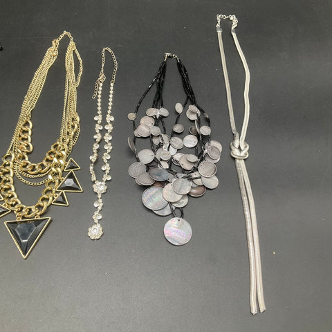 Fashion Statement Necklace Lot of 6 Rhinestone Shell Geometric Snake Chain