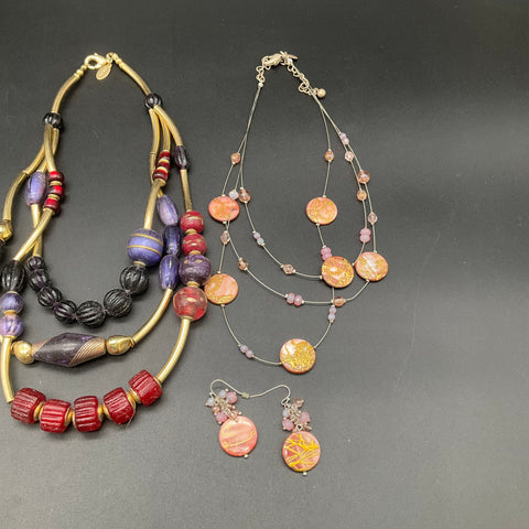 Chico's Jewelry Lot 5 Pieces Multi-Strand Beaded Necklaces Celestial Charms