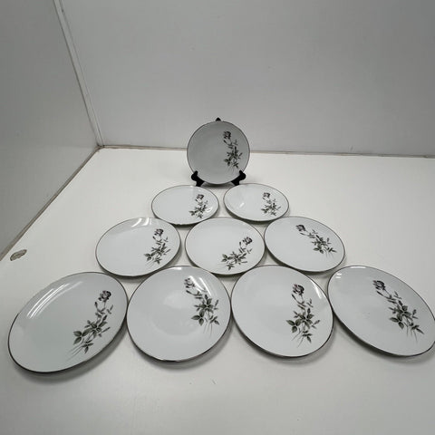 Vintage Noritake Janette 604 Bread & Butter Plates 6.5" Set of 10 Platinum