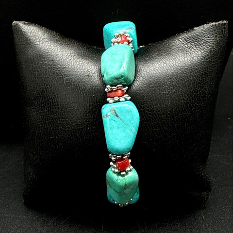 Southwestern Style Costume Jewelry Lot Turquoise Red Coral Tone 20+ Pieces