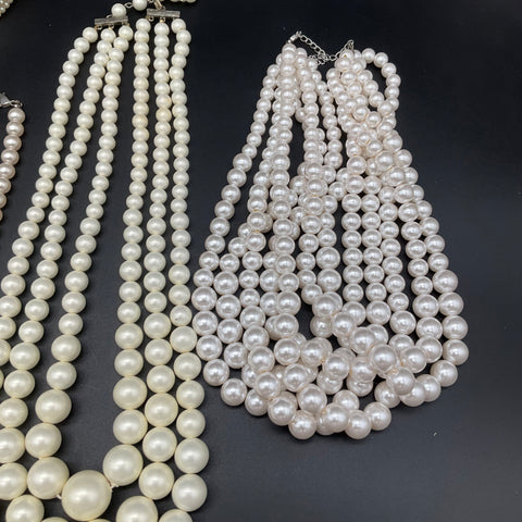 Vintage to Modern Faux Pearl Costume Jewelry Lot 1.8 lbs 10 Pieces
